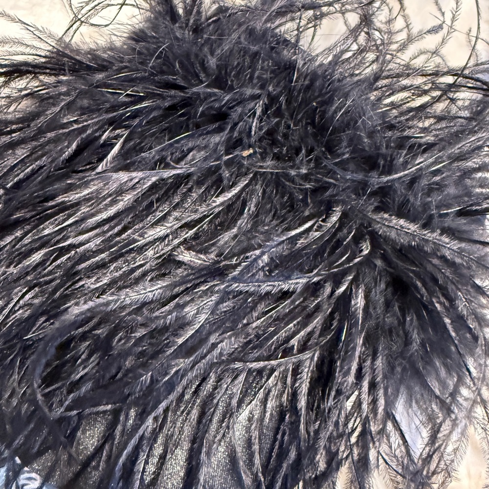 Elegant Black Feathered Women's Bag - Picture 7 of 13